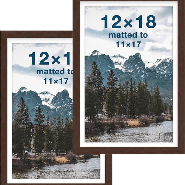 FrameWorks 2-Pack, 12x18 Matted to 11x17 Picture Frame, Mahogany – Classic Wooden Photo Frame with Tempered Glass, Modern Matte Finish for Prints, Posters, Certificates & Wall Decor – Gallery-Ready