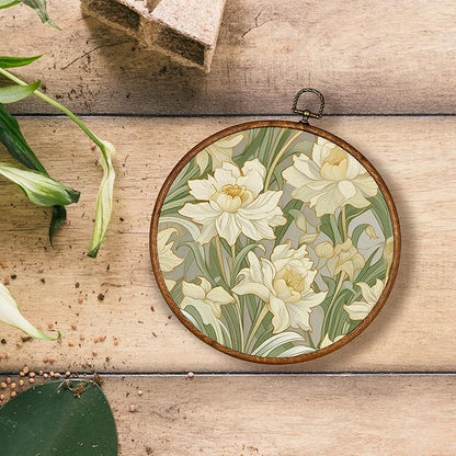 KSDUT Flower Wall Art Decor - Boho Botanical Neutral Modern Wall Art Canvas Frame Hanging Prints, Vintage Landscape Round Wall Art Decor for Home Farmhouse Decorations 10"x10"