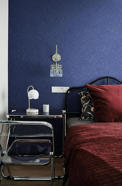 Safiyya Contact Paper Blue Silk Wallpaper Textured Peel and Stick Wallpaper Removable Embossed Self Adhesive Wall Paper for Walls Vinyl Rolls 17.3 inch X 78.7 inch