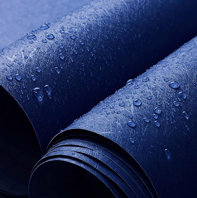 Safiyya Blue Silk Peel and Stick Wallpaper Textured Dark Blue Contact Paper Removable Wallpaper Silk Decorative Self Adhesive Wall Paper Vinyl Rolls 118"x 17.3"