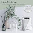 Marble Style Bookends - Decorative, Heavy Duty Book Holder for Shelves, Non Skid, Unique Design (White)