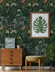Peel and Stick Wallpaper Vintage Wall Paper Green Floral Contact Paper Removable Wallpaper 17.3
