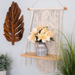 SnugLife Macrame Wall Hanging Shelf - Tier Wall Shelves with Handmade Woven Rope - Boho Shelves Organizer Hanger for Kitchen, Bathroom, Home Storage, Floating Indoor Plant Wall Shelf (1 Tier)