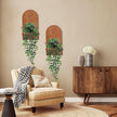 2 Pieces Boho Wall Shelf, Mid Century Shelves, Decorative Storage Unit, Decorative Bohemian Rainbow Hanging Shelves for Bathroom, Bedroom, Kitchen, Living Room, Laundry Room (Brown)