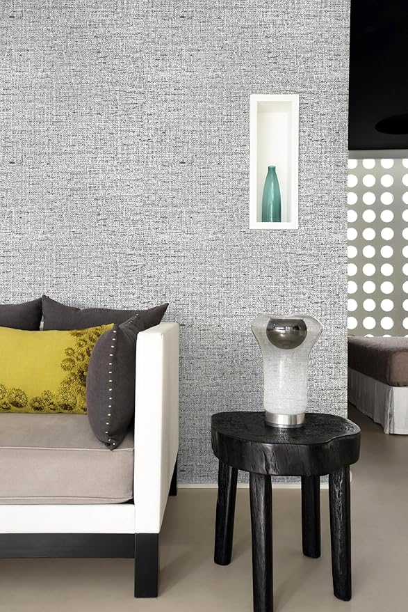 Gray Grasscloth Peel and Stick Wallpaper Textured Contact Paper 15.7inch x 393.7inch Faux Linen Vintage Grasscloth Contact Paper Self Adhesive Removable Wallpaper Vinyl