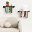 2 Set of Floating Bookshelf, Pine Wood Invisible Bookshelf, Hanging Bookshelves for Wall, Unique Space Saving Wall Bookcase, New Black (16.5L×8.7W×1.5H)