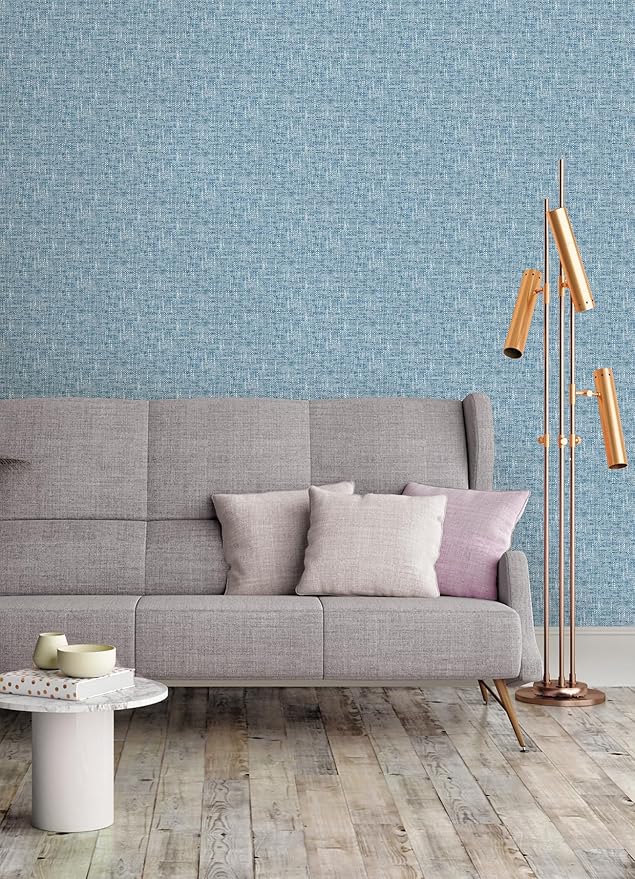 NuWallpaper NU2918 Navy Poplin Texture Peel & Stick Wallpaper, Blue