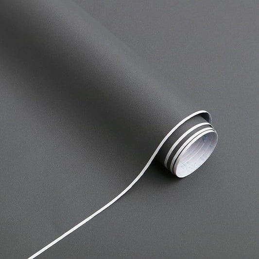 15.7" x 197" Dark Grey Wallpaper Dark Grey Peel and Stick Wallpaper Matte Grey Contact Paper for Bedroom Self Adhesive for Wallcovering Countertops Wall