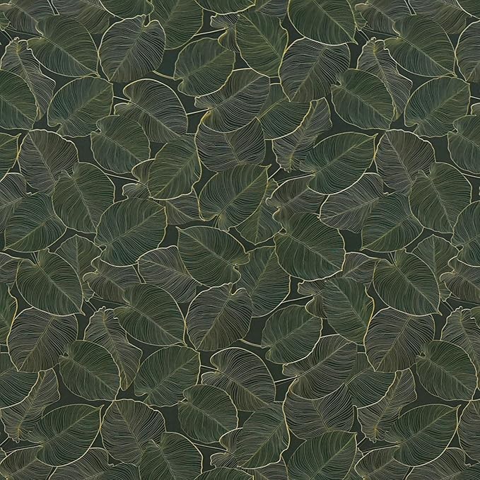 Dark Green Leaf Contact Paper for Cabinets Sage Green Peel and Stick Wallpaper 16x354inch Matte Thick Removable Vinyl Self Adhesive Wall Paper Rolls Waterproof Plant Flower Vinyl Wrap for Shelf Liner