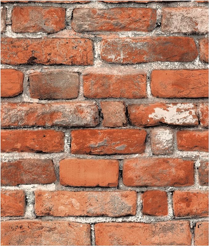 Faux Brick Peel and Stick Wallpaper 17.7" x 118" Contact Paper for Cabinets 3D Brick Wall Backdrop Self-Adhesive Wallpaper Red Bricky Textured Vintage Removable Wall Paper for Fireplace Kitchen Vinyl