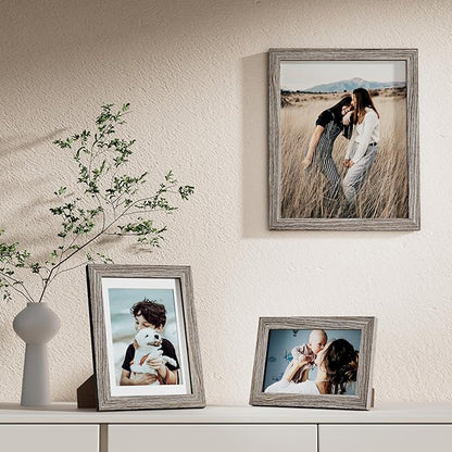 Vittanly Picture Frames Set of 10, Picture Frames Collage Wall Decor with Two 8x10, Four 5x7 and Four 4x6 Photo Frames, Gallery Wall Frame Set for Wall or Tabletop Display, Dark Grey