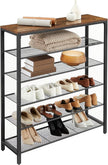 VASAGLE 6-Tier Shoe Rack, Shoe Organizer for Closet, Entryway, 24-30 Pairs of Shoes, Large Shoe Rack Organizer with 5 Metal Mesh Shelves, 11.8 x 39.4 x 43.3 Inches, Rustic Brown and Black ULBS016B01