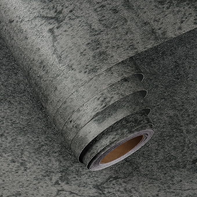 FunStick Grey Weathered Concrete Wallpaper Peel and Stick Textured Grey Cement Contact Paper for Countertops Cabinets Waterproof Self Adhesive Removable Concrete Wall Paper for Room Walls 15.8