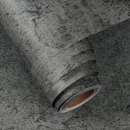 FunStick 24"x200" Industrial Slate Grey Concrete Wallpaper Peel and Stick Countertop Contact Paper Waterproof Textured Cement Wallpaper Self Adhesive Removable Concrete Wall Paper for Kitchen Bathroom