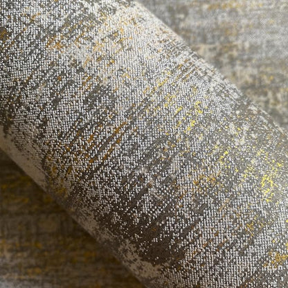 Zeeko Vintage Textured Wallpaper 17.3"x 472" Distressed Metallic Grey/White/Gold Vintage Metallic Concrete Wallpaper Modern Non Woven (Non-Pasted) Industrial Style Need Adhesive
