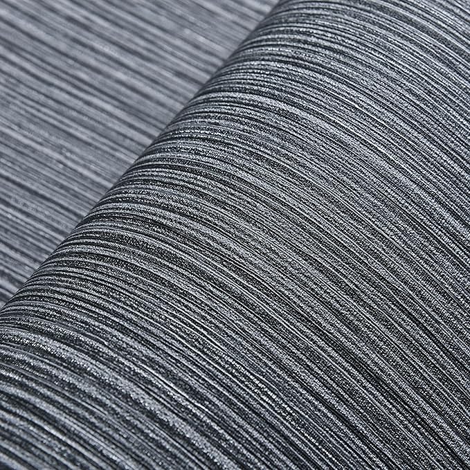 Haimin Grasscloth Wallpaper Textured 24in X 393in Fabric Contact Paper Gray Wall Paper Textured Linen Wallpaper Peel and Stick Self-Adhesive Thick Vinyl Embossed Film Wallpaper (Gray)