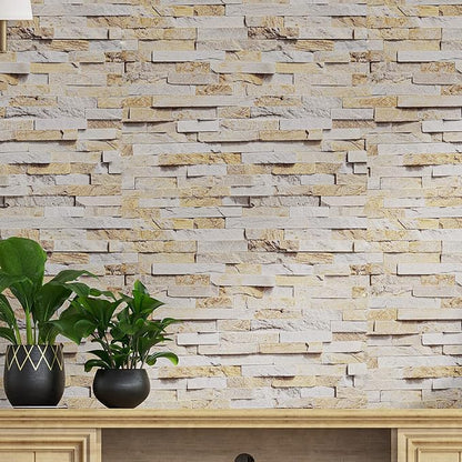 VEELIKE Slate Brick Wallpaper Peel and Stick Vintage Faux Brick Contact Paper for Dollhouse Fireplace Accent Walls 15.7''x354'' Self Adhesive Removable 3D Stone Wallpaper for Bedroom Bathroom Kitchen