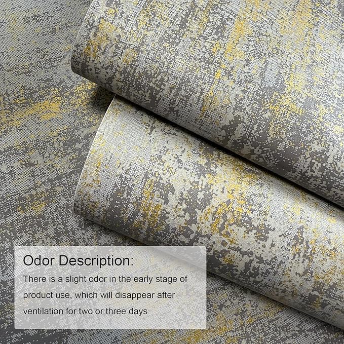 JiffDiff Vintage Metallic Peel and Stick Wallpaper Industrial Metallic Concrete Wall Paper Modern Stick on Wallpaper Self Adhesive Contact Paper(17.3" x 800" Light Gray)