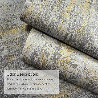 JiffDiff Vintage Metallic Peel and Stick Wallpaper Industrial Metallic Concrete Wall Paper Modern Stick on Wallpaper Self Adhesive Contact Paper (17.3" x 1200" Light Gray)