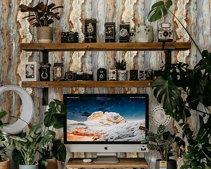 FLFK Rustic Wood Wallpaper,Peel and Stick Wood Grain Wall Mural for Living Room, Bedroom, Kitchen, Office, Apartment Decor 16