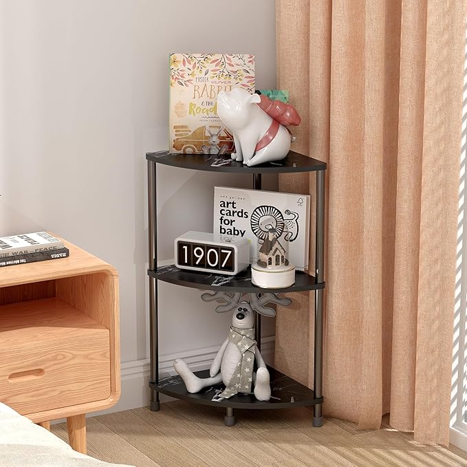 Book Small Corner Shelf, 3 Tier Corner Bookshelf Display for Living Room Decor, 23.2