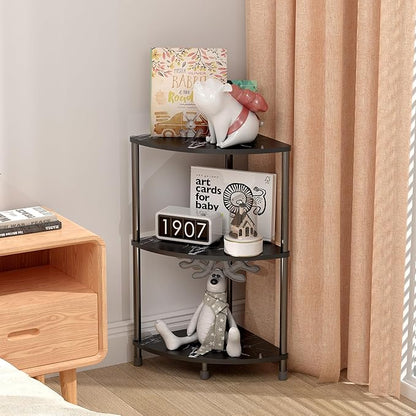 Book Small Corner Shelf, 3 Tier Corner Bookshelf Display for Living Room Decor, 23.2" Standing Shelf Bookcase Organizer, Black Storage Shelves for Bedroom, Bathroom, Small Space
