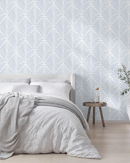 Safiyya Peel and Stick Wallpaper Boho Contact Paper 17.3"x196" Blue Geometric Modern Wall Paper Self Adhesive Removable Wallpaper for Bedroom Vinyl Rolls