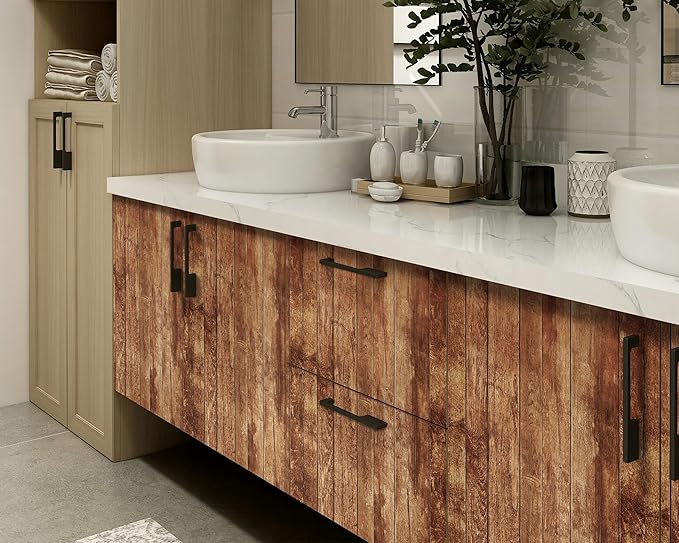 FLFK Peel and Stick Wallpaper Vintage Brown Wood Contact Paper for Cabinets Countertop 16" x 64"