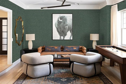 Guvana Grasscloth Peel and Stick Wallpaper Green/Gold Textured Contact Paper Vintage Removable Self Adhesive Wall Paper Thicken Fabric Faux Linen Wallpaper for Bathroom Living Room Decor 78.7inx15.7in