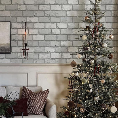 JiffDiff Brick Wallpaper Peel and Stick, Removable Vintage Self Adhesive Wallpaper Renter Friendly Textured Stick on Wallpaper Contact Paper （17.3" x 800" Gray Brick）