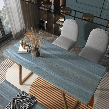 BOMENG Large Blue Wood Contact Paper Peacock Wallpaper Stick and Peel 31.5x354inch Wood Grain Wall Paper for Cabinets Wood Vinyl Wrap for Desk Walls Dresser Cover Top Kitchen Cabinet
