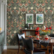 Vintage Wallpaper Peel and Stick Floral Wall Paper Removable Waterproof Green/Black/Yellow Contact Paper for Bedroom, Bathroom, Home Wall 17.3