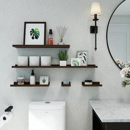 Floating Shelves for Wall Decor, Long Wall Mounted Storage Shelf for Bedroom, Living Room, Bathroom, Kitchen, Nursery, Display Picture Ledge Shelf with Lip Set of 2-48 Inches, Walnut
