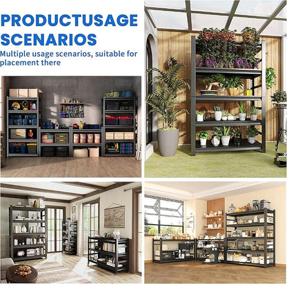Kitchen Island with 5 Shelves, 63" H Microwave Stand Station with Adjustable Metal Shelve, Stable Steel Structure, Coffee Bar Station Table, Easy to Assemble, with Railings
