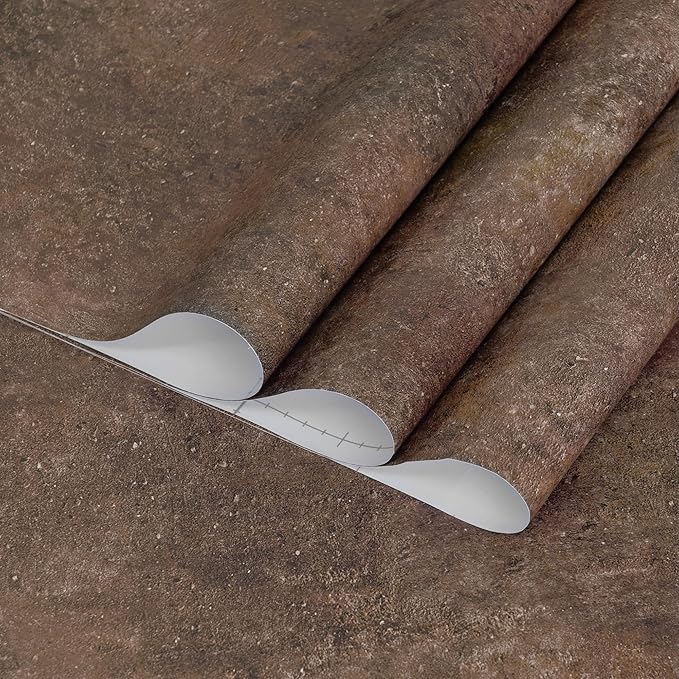 TOTIO Retro Brick Red Concrete Wallpaper Peel and Stick Brown Granite Contact Paper Industrial Style Wall Paper 16x354inch Bubble-Free Design Matte Thicken Waterproof Self-Adhesive Vinyl Wall Stickers