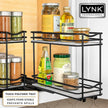 LYNK PROFESSIONAL® Pull Out Spice Rack Organizer for Inside Kitchen Cabinets - 4-3/8 inch Wide - Slide Out Drawer – Black Sliding Spice Organization for cabinet - Spice Racks - 2 Tier
