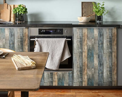 FLFK Peel and Stick Wallpaper Vintage Grey Wood Contact Paper for Cabinets Countertop 16" x 64"