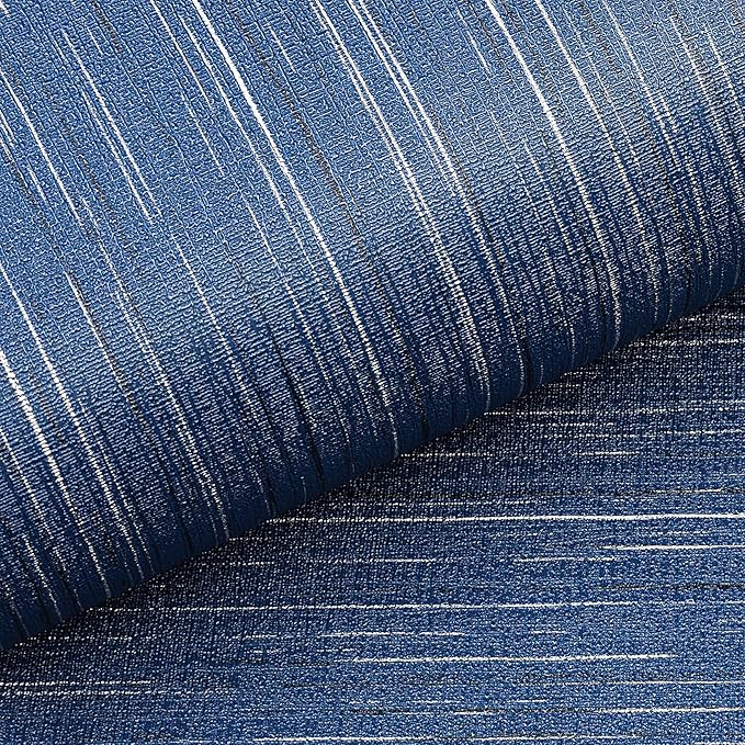 Livelynine 15.8x394 Navy Blue Peel and Stick Wallpaper Dark Indigo Textured Grasscloth Navy Wall Paper for Bathroom Bedroom Apartment Blue Contact Paper Waterproof Vinyl Wrap Renter Friendly Upgrades