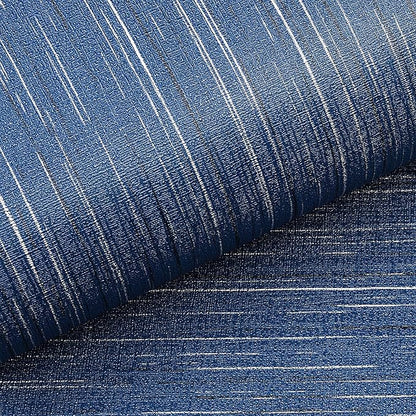 Livelynine 15.8x394 Navy Blue Peel and Stick Wallpaper Dark Indigo Textured Grasscloth Navy Wall Paper for Bathroom Bedroom Apartment Blue Contact Paper Waterproof Vinyl Wrap Renter Friendly Upgrades