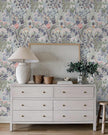 Peel and Stick Wallpaper Vintage Gray Purple Wallpaper Floral Contact Paper Removable 17.3