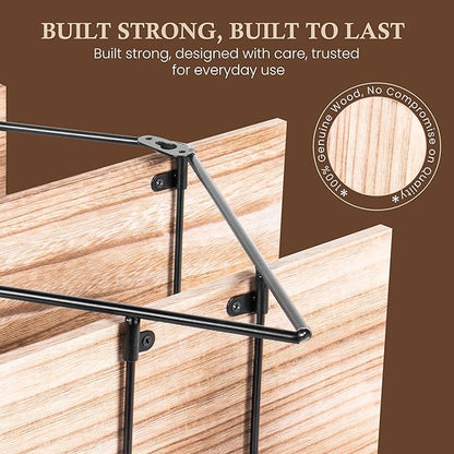 Modern Wooden Floating Wall Shelf Decor for Wall Storage – Geometric Design Decorative Wall Mount 3-Tier Hanging Shelf Plant Display for Bedroom, Living Room, Bathroom, Kitchen