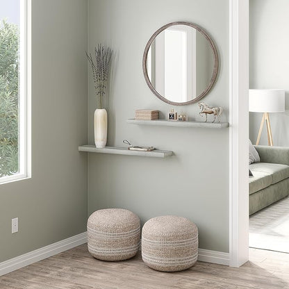 Ballucci Floating Shelves, 36" Wood Wall Shelf Set of 2, with Invisible Brackets for Bathroom, Living Room, Bedroom, Kitchen, Nursery, 6" Deep, Rustic Gray