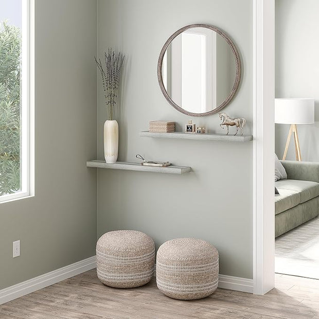 Ballucci Floating Shelves, 36" Wood Wall Shelf Set of 2, with Invisible Brackets for Bathroom, Living Room, Bedroom, Kitchen, Nursery, 6" Deep, Rustic Gray