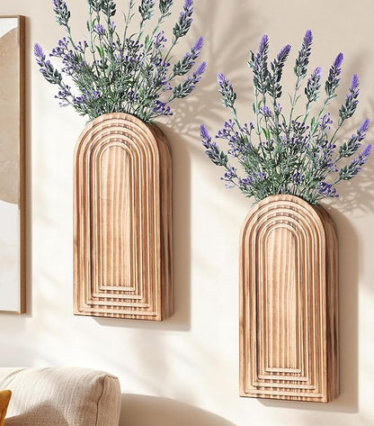 Wooden Wall Vase Set of 2, Wall Hanging Planter Modern Farmhouse Wall Decor for Boho Wall Decor for Indoor Entryway Hallway Bathroom Living Room Dining Room