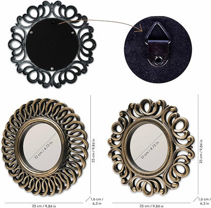 BONNYCO Wall Mirrors Pack of 3, Round Gold Mirrors for Home Decor Bedroom and Living Room. Espejos Decorativos de Pared Sala Dormitorio, Circle Wall Decor Minimalist Vintage Chic. Gifts for Women Mums