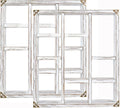 17.7x15.7-Inch Shadow Box Shelf 9-Slot Rustic Wood Floating Shelves Larger Shelf Lightweight Solid Wood Display(Set of 2,9C-Rustic White)