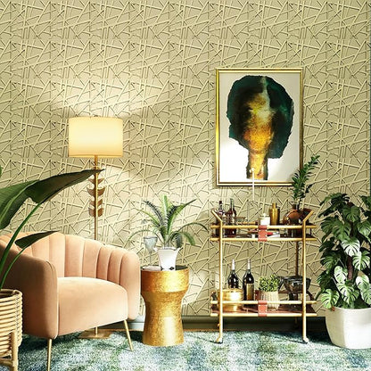 33 Pack 3D Wall Panels for Interior Wall Decor, 12''x12'' Champaign Gold Accent Textured Wall Panels, Wall Covering Panles for Living Room, Gaming Room, TV Background, Cover 32 Sq.Ft