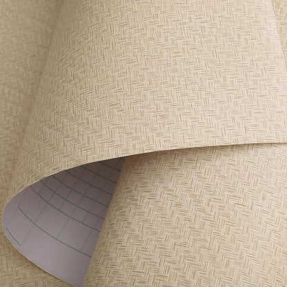 Haimin Fabric Wallpaper Textured Contact Paper (24in X 393in) Grasscloth Wallpaper Peel and Stick Faux Linen Wall Paper Self-Adhesive Vinyl Looks Like Woven Straw (Yellow Beige)