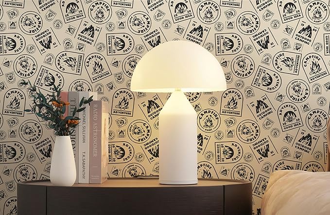 FLFK Beige Wallpaper Peel and Stick Antique Campfire Postmark Contact Paper Removable Self Adhesive Wall Paper for Bedroom Shelf Cabinet Drawers Countertops 16