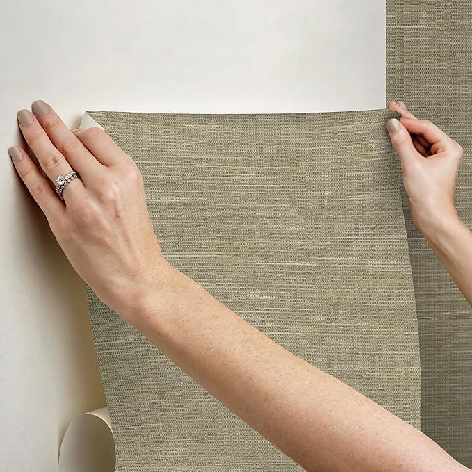 NuWallpaper Neutral Grasscloth Peel & Stick Wallpaper, NUS2215